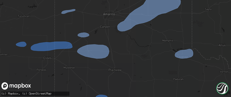 Hail map in Tulia, TX on May 14, 2026