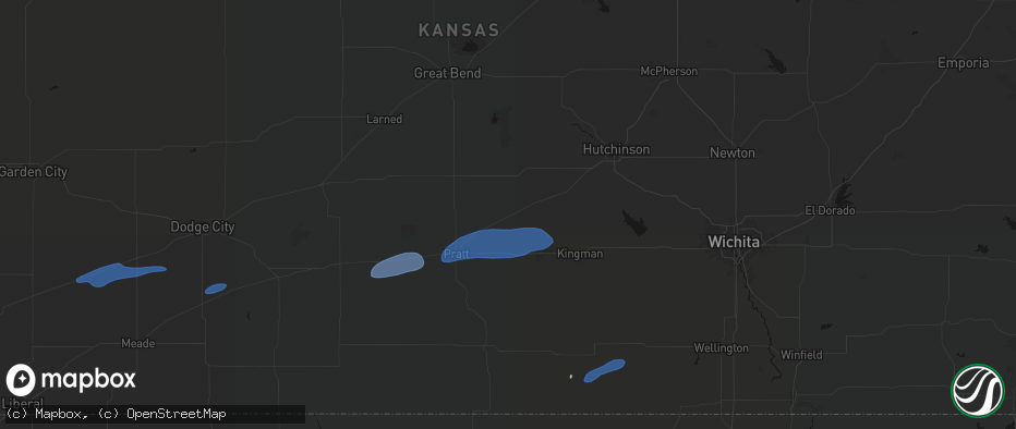 Hail map in Turon, KS on May 14, 2026