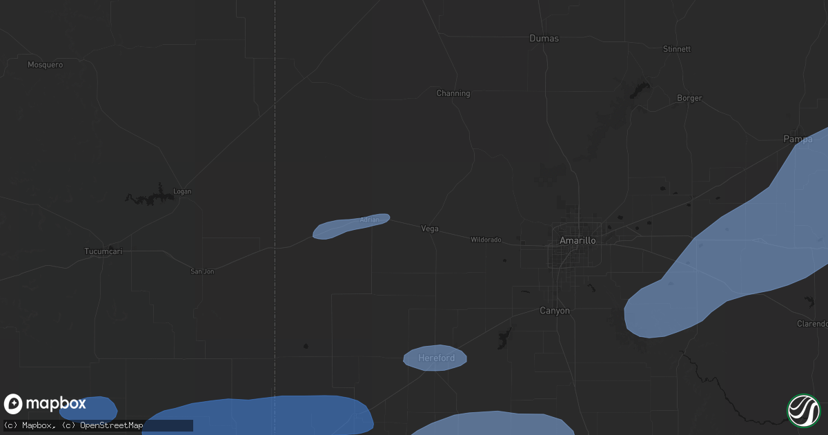 Hail map in Vega, TX on May 14, 2026