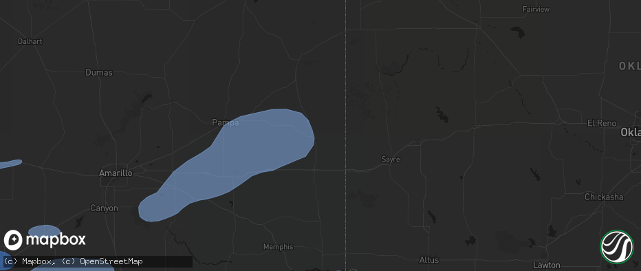 Hail map in Wheeler, TX on May 14, 2026