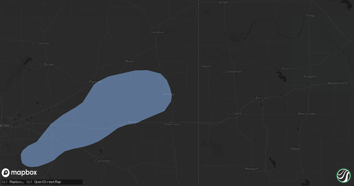 Hail map in Wheeler, TX on May 14, 2026