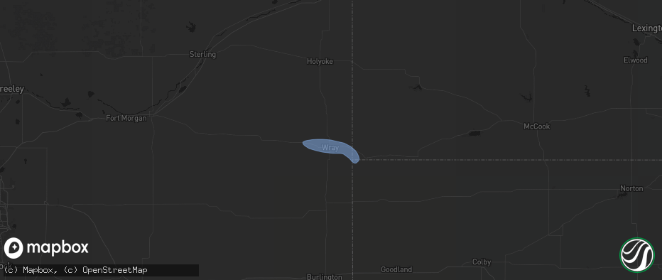 Hail map in Wray, CO on May 14, 2026