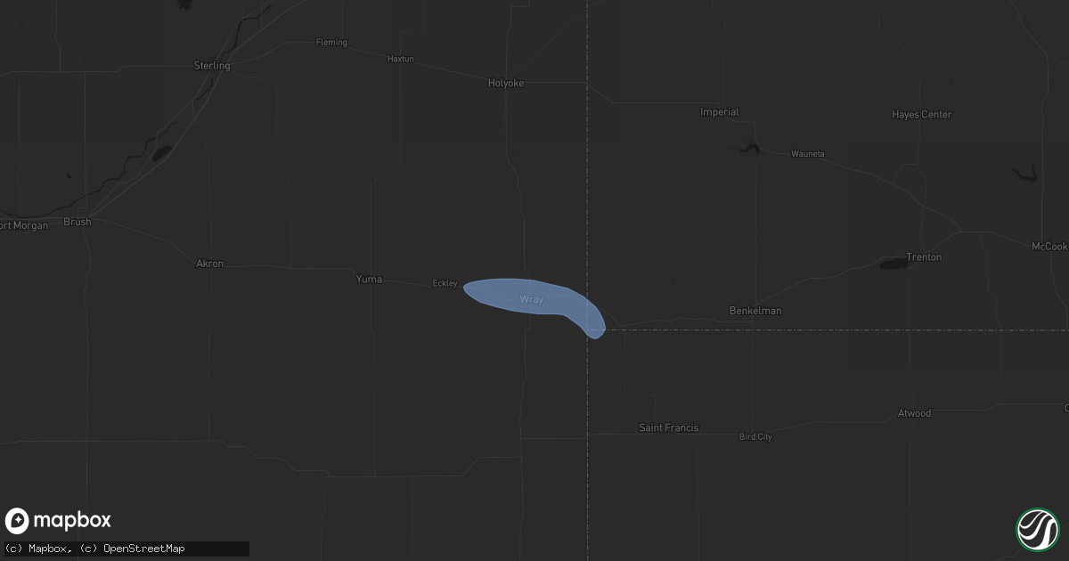 Hail map in Wray, CO on May 14, 2026