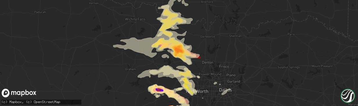 Hail map in Alvord, TX on May 15, 2013