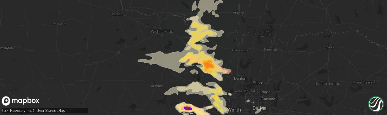 Hail map in Bowie, TX on May 15, 2013