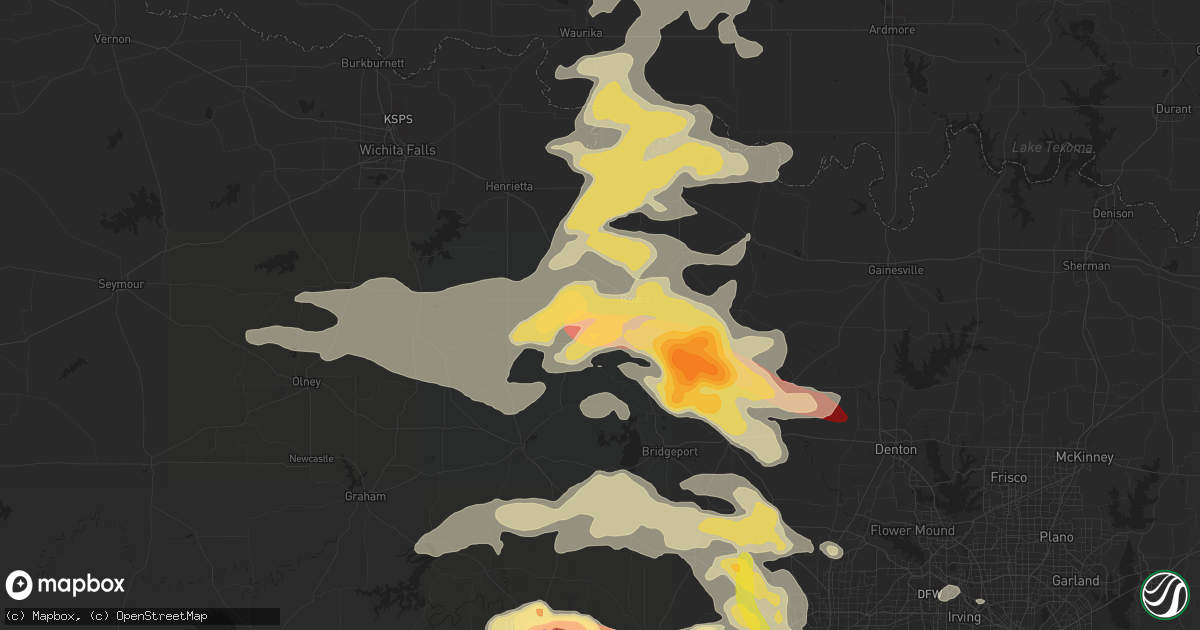 Hail map in Bowie, TX on May 15, 2013