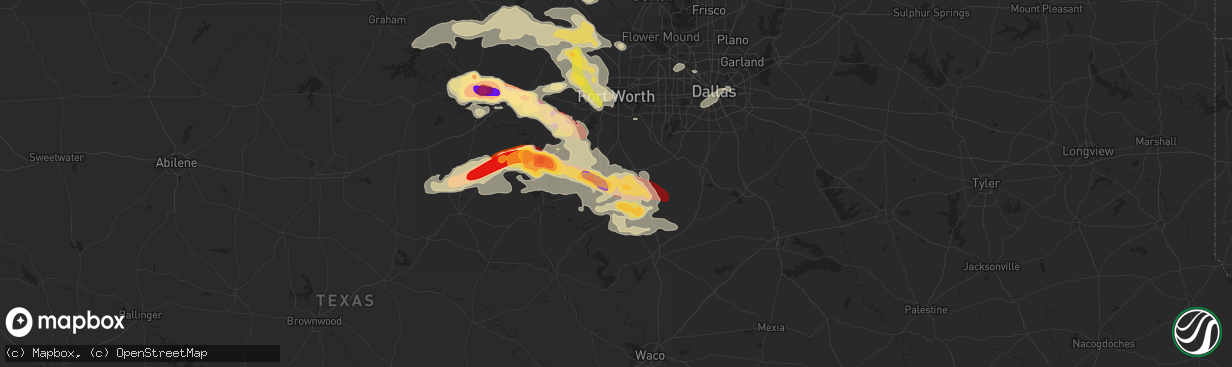 Hail map in Cleburne, TX on May 15, 2013