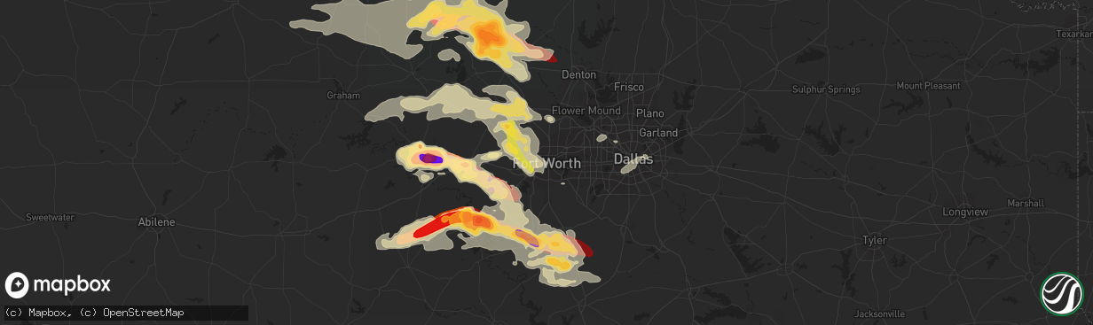 Hail map in Fort Worth, TX on May 15, 2013