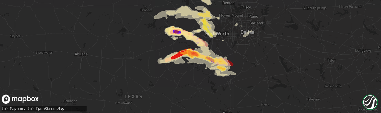 Hail map in Granbury, TX on May 15, 2013