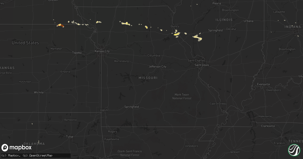Hail map in Missouri on May 15, 2013