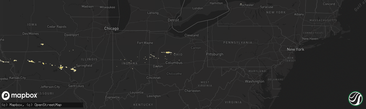 Hail map in Ohio on May 15, 2013