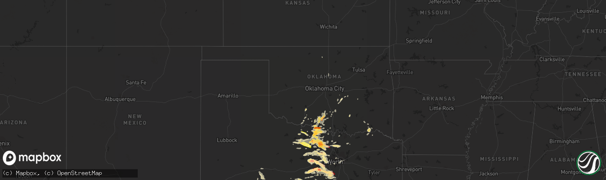 Hail map in Oklahoma on May 15, 2013