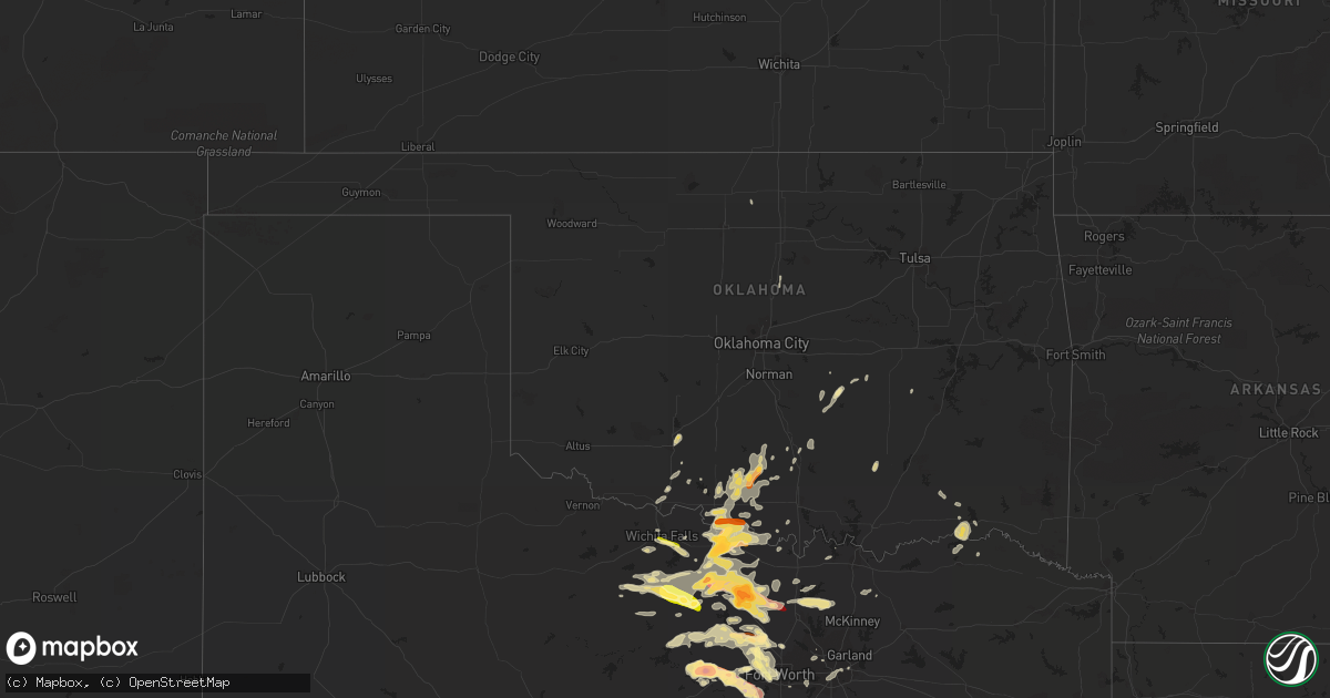 Hail map in Oklahoma on May 15, 2013