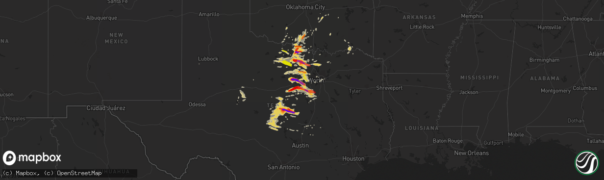 Hail map on May 15, 2013