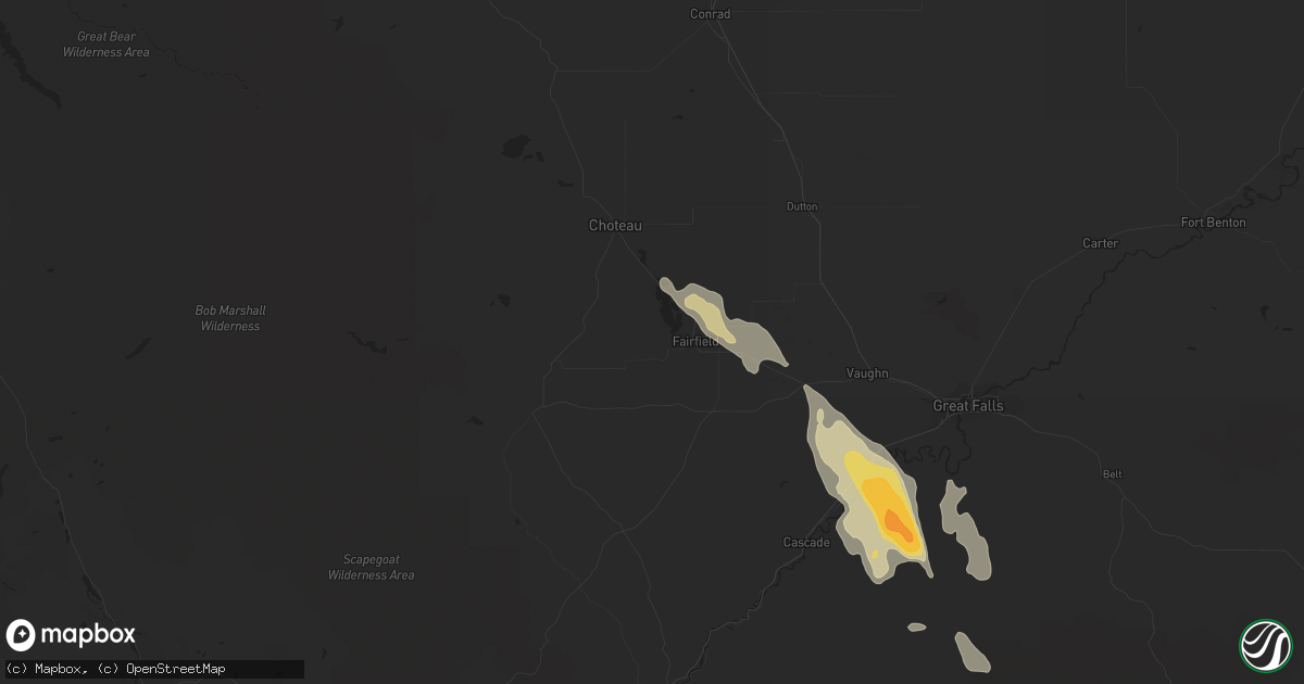 Hail map in Fairfield, MT on May 15, 2014