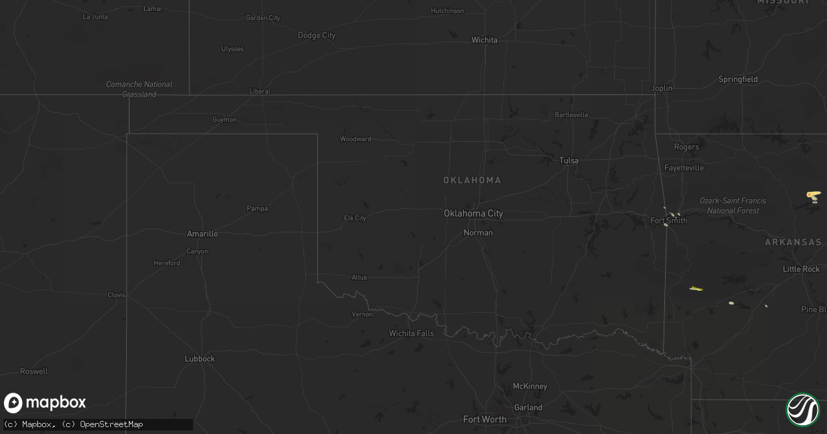 Hail map in Oklahoma on May 15, 2014