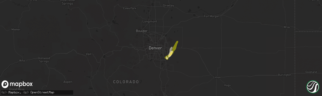 Hail map in Aurora, CO on May 15, 2015