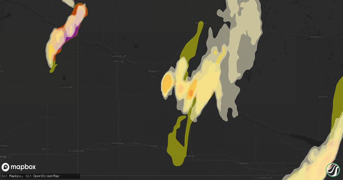 Hail map in Bridgeport, NE on May 15, 2015