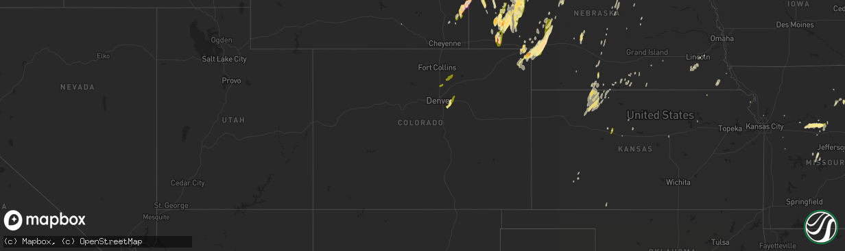 Hail map in Colorado on May 15, 2015