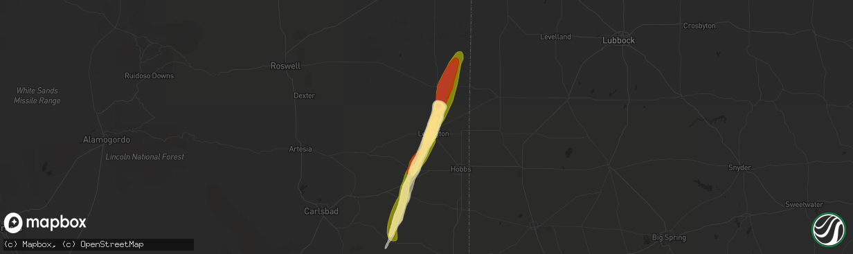 Hail map in Lovington, NM on May 15, 2015