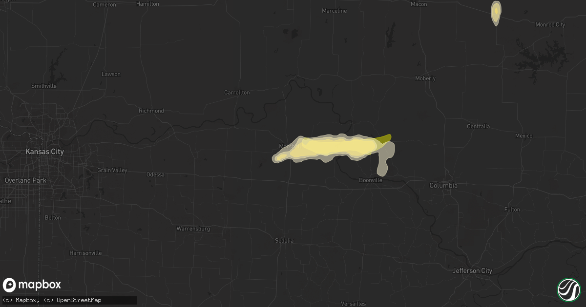Hail map in Marshall, MO on May 15, 2015