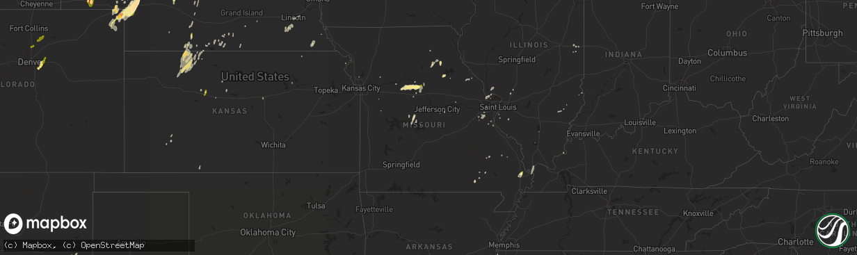 Hail map in Missouri on May 15, 2015