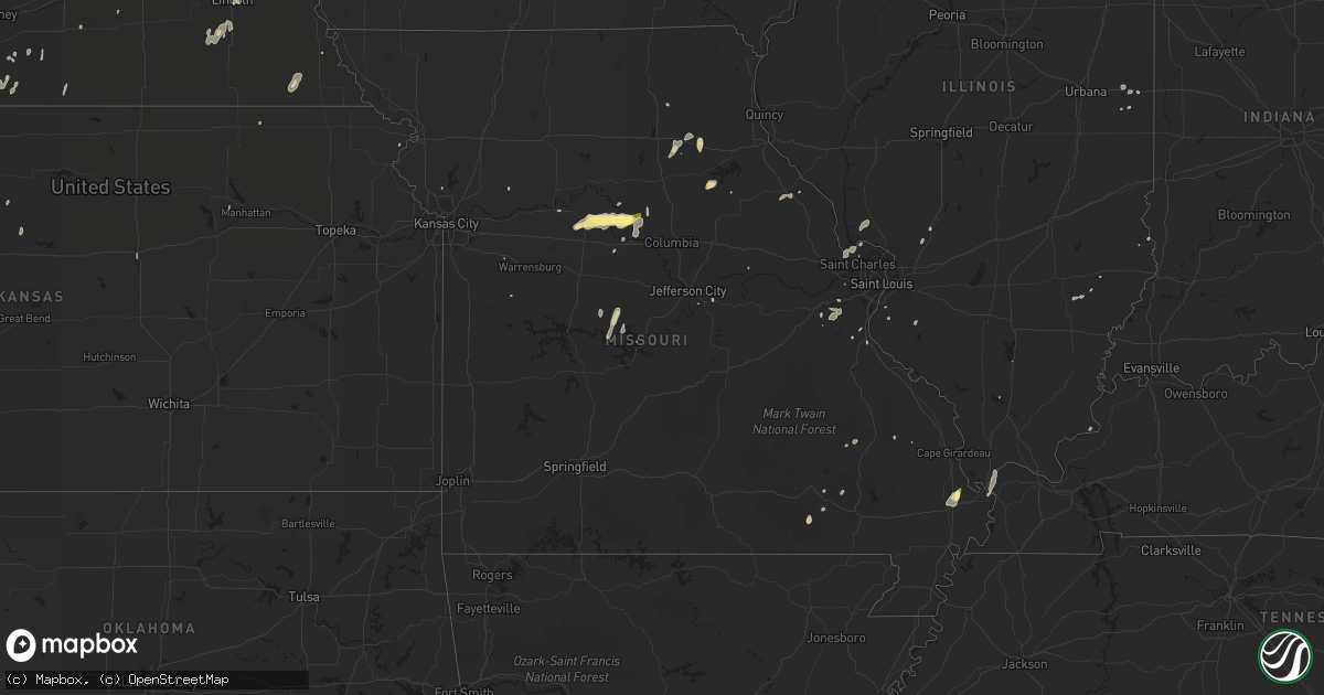 Hail map in Missouri on May 15, 2015