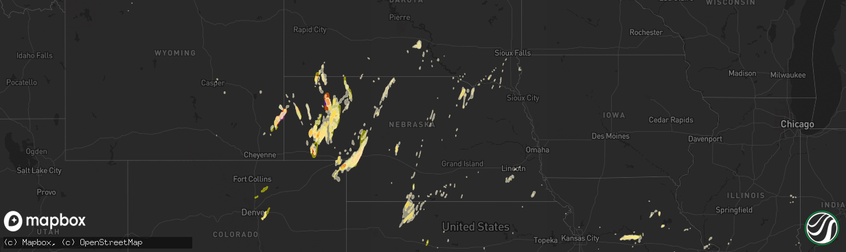 Hail map in Nebraska on May 15, 2015