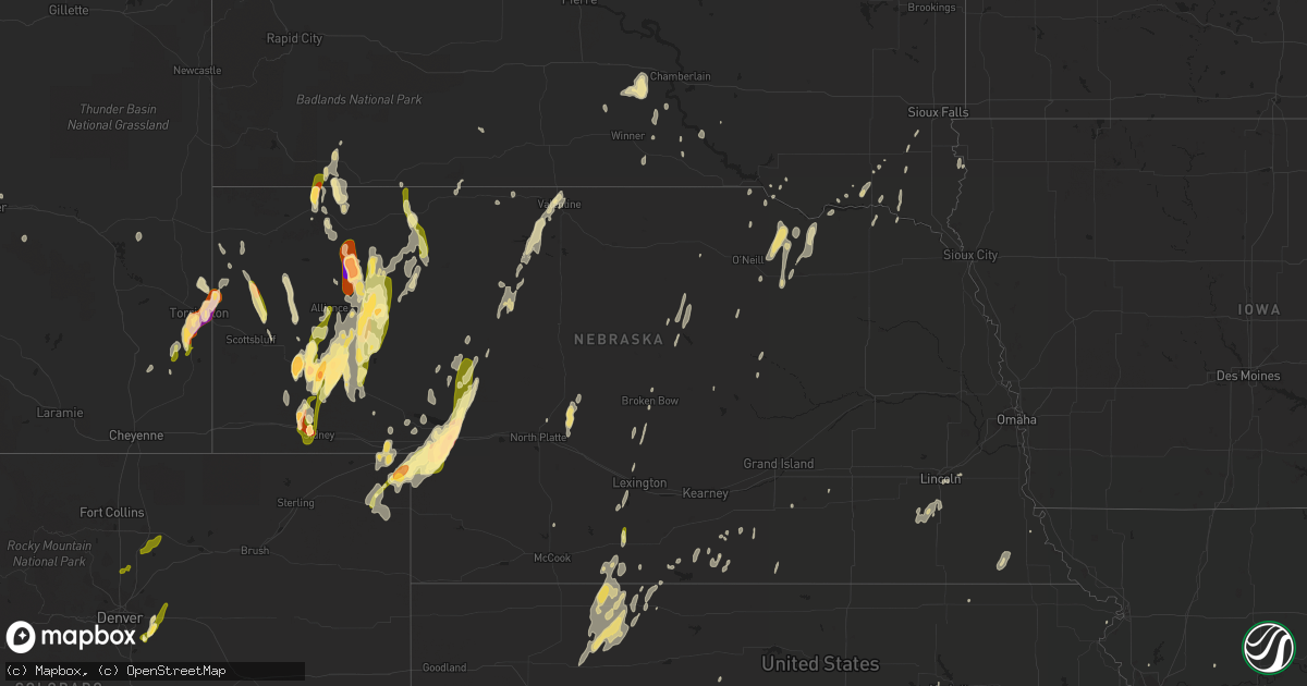 Hail map in Nebraska on May 15, 2015