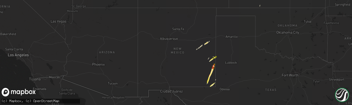 Hail map in New Mexico on May 15, 2015