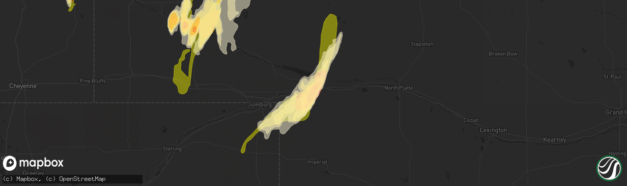 Hail map in Ogallala, NE on May 15, 2015