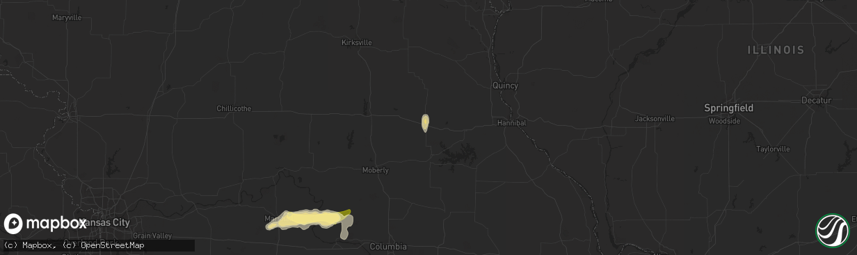 Hail map in Shelbina, MO on May 15, 2015