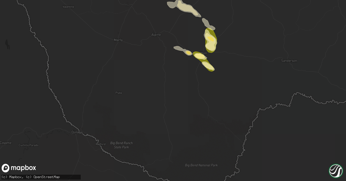 Hail map in Alpine, TX on May 15, 2016