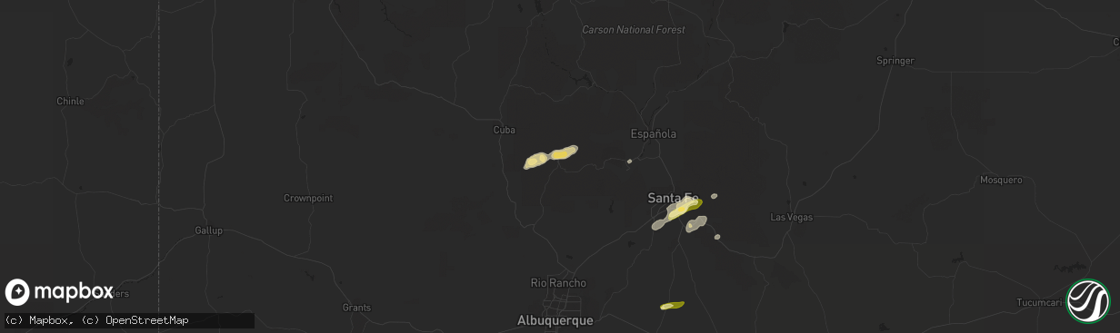 Hail map in Jemez Springs, NM on May 15, 2016