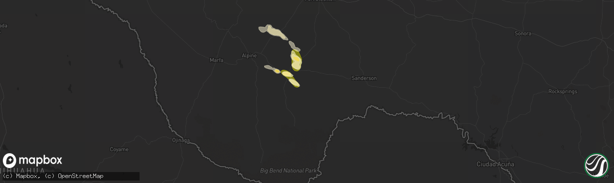 Hail map in Marathon, TX on May 15, 2016