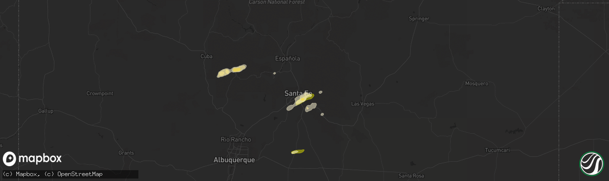 Hail map in Santa Fe, NM on May 15, 2016