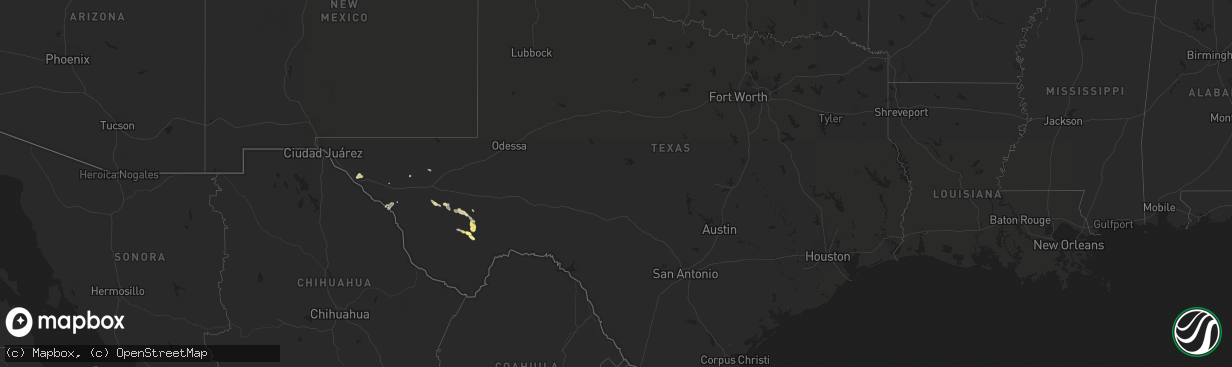 Hail map in Texas on May 15, 2016