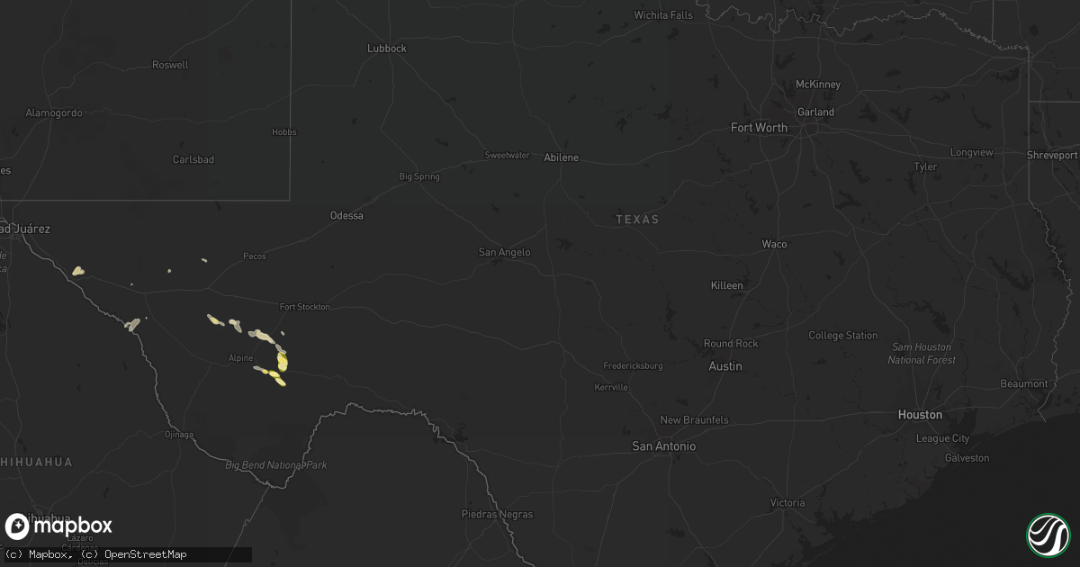 Hail map in Texas on May 15, 2016