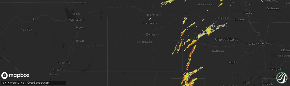 Hail map in Colorado on May 15, 2017