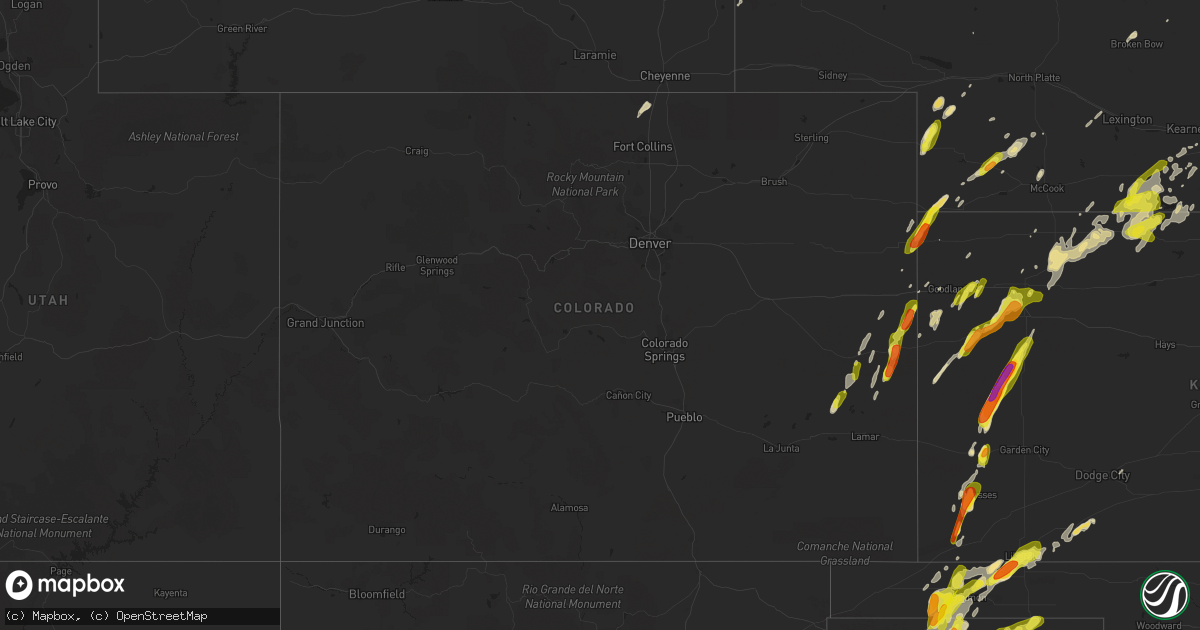 Hail map in Colorado on May 15, 2017