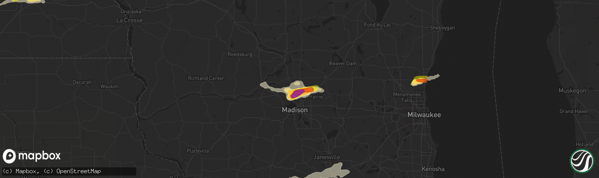 Hail map in Deforest, WI on May 15, 2017