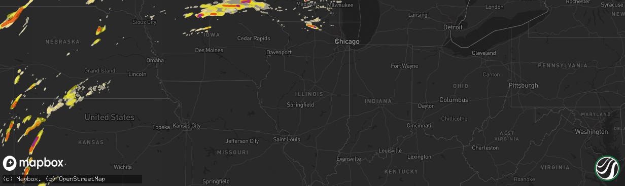 Hail map in Illinois on May 15, 2017