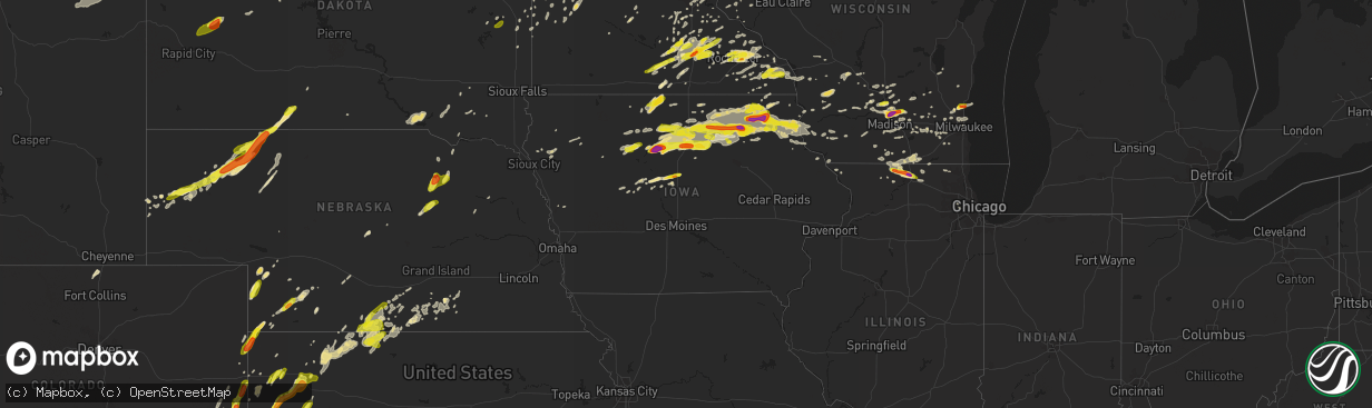 Hail map in Iowa on May 15, 2017