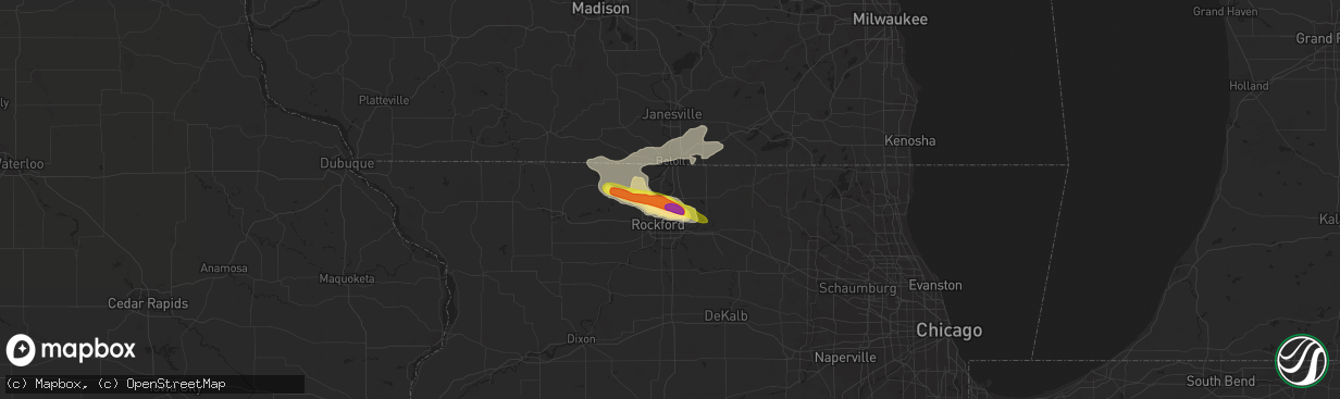 Hail map in Machesney Park, IL on May 15, 2017