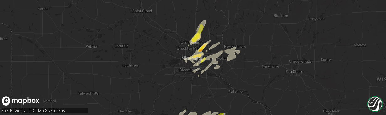 Hail map in Minneapolis, MN on May 15, 2017