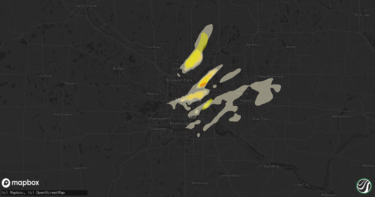 Hail map in Minneapolis, MN on May 15, 2017