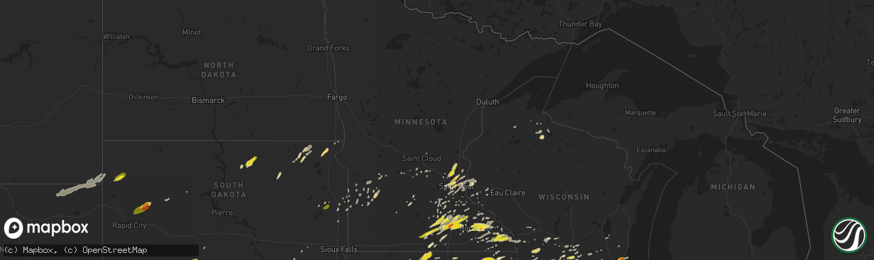 Hail map in Minnesota on May 15, 2017