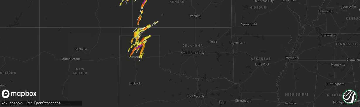 Hail map in Oklahoma on May 15, 2017