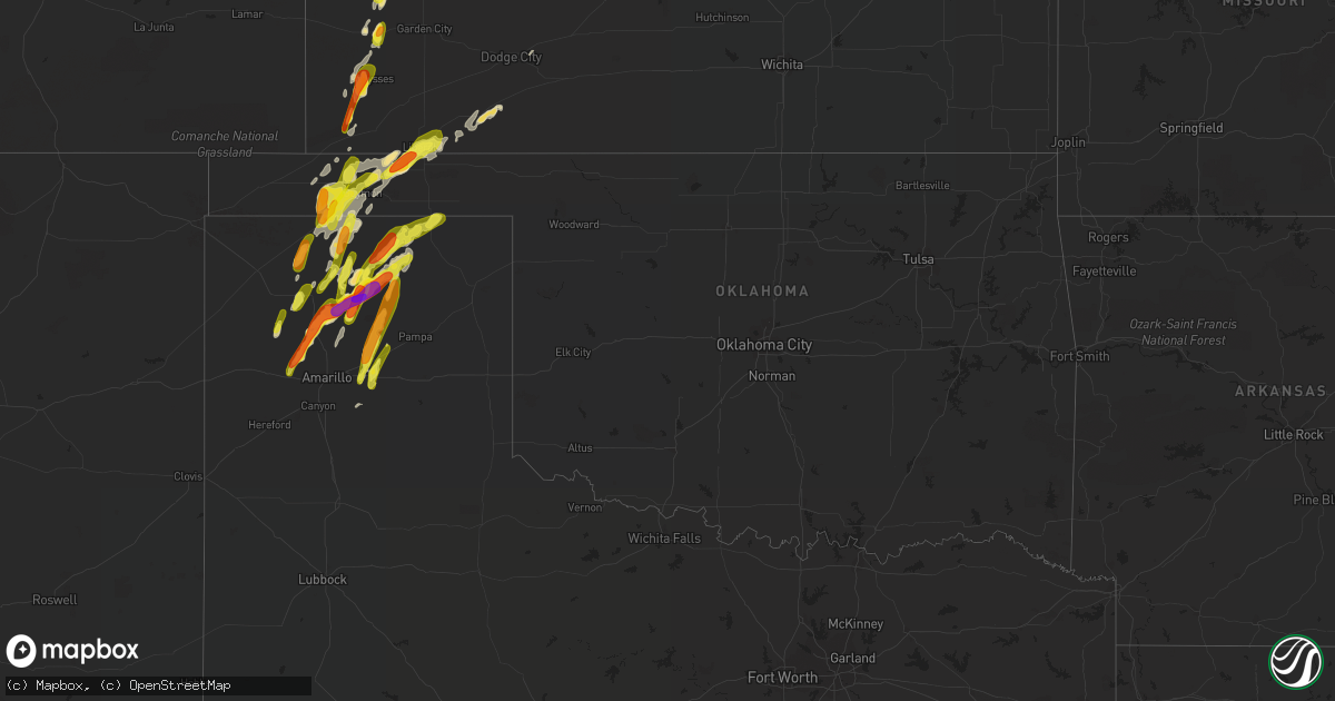 Hail map in Oklahoma on May 15, 2017