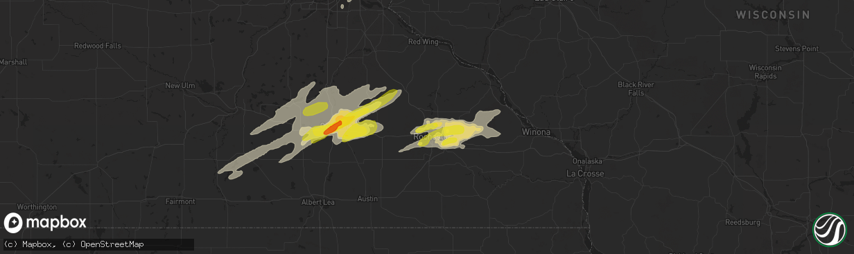 Hail map in Rochester, MN on May 15, 2017